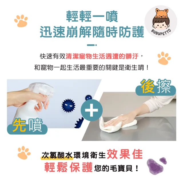 【BUBUPETTO】貓咪環境清潔用免稀釋次氯酸水2000mlx1瓶(貓 寵物 環境)