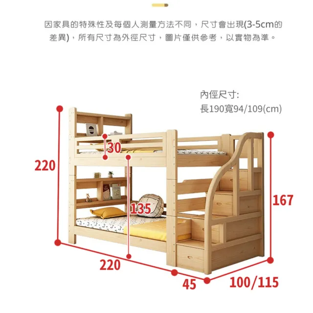 【HABABY】最安全的上下舖 收納拼拼床-原木階梯款(上下舖、床架、成長床、雙層床)