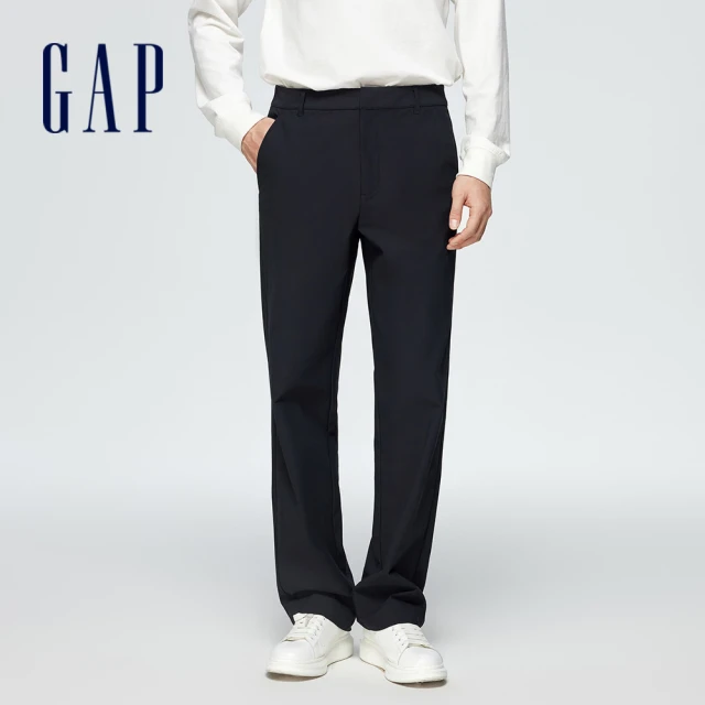 GAP 男裝 Logo直筒卡其褲-黑色(887954)好評推