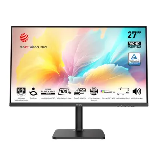 【MSI 微星】MD272QXP 27型 IPS WQHD 100Hz 美型螢幕(Type-C/內建喇叭/TUV護眼)