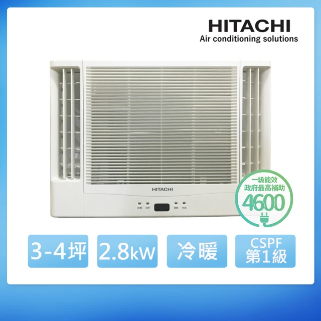 HITACHI 日立 3-4坪一級變頻冷暖左吹式窗型冷氣(R