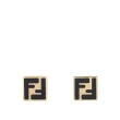 【FENDI 芬迪】Forever Fendi 琺瑯標誌方形耳環(金色/黑色)
