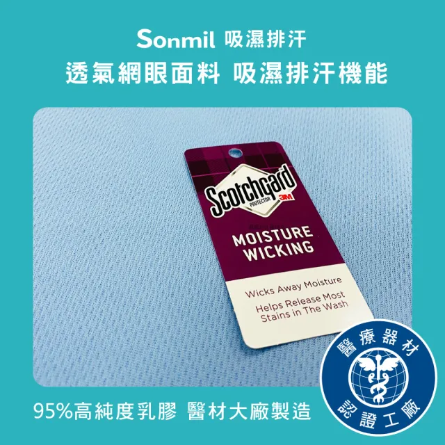 【sonmil】3M吸濕排汗95%高純度乳膠床墊3尺4cm單人床墊 零壓新感受(頂級先進醫材大廠)