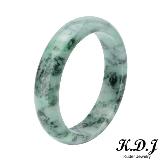 【K.D.J 圓融珠寶】花青飄花翡翠手鐲玉鐲天然Ａ貨(19-19.5圍附鑑定書)