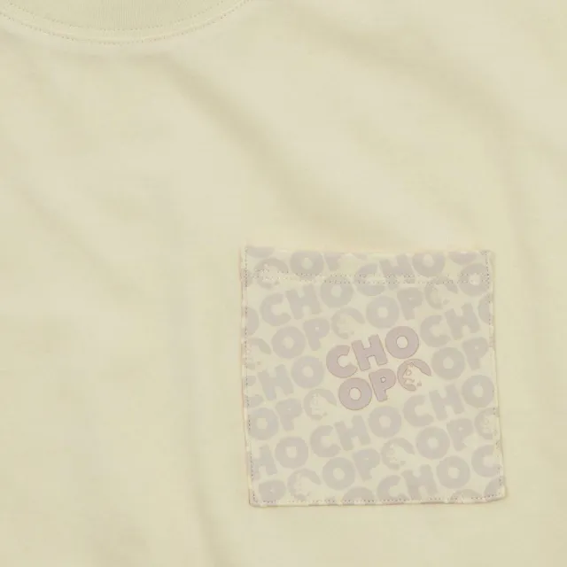 【CHOOP】小松鼠 口袋立體LOGO落肩羅紋短T(奶油黃)