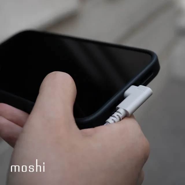 【moshi】Integra™ 強韌系列 USB-C to USB-C 90度彎頭 240W/480Mbps 充電/傳輸編織線(0.6M)