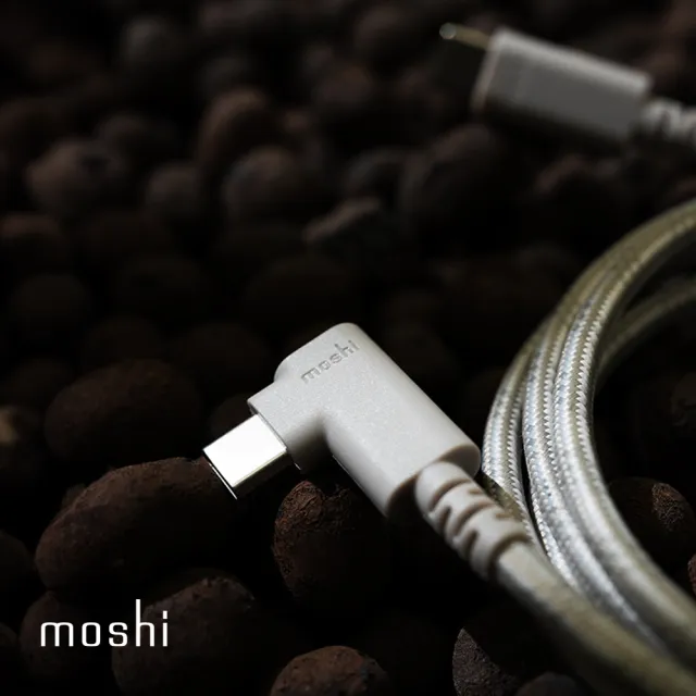 【moshi】Integra™ 強韌系列 USB-C to USB-C 90度彎頭 240W/480Mbps 充電/傳輸編織線(0.6M)