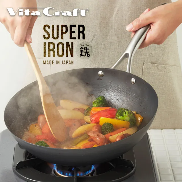 【vitacraft】日本製窒化鐵 無塗層單柄鐵炒鍋 30cm(Super Iron系列)