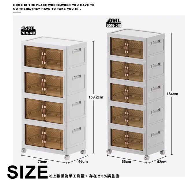 【ONE HOUSE】升級款伊藤磁吸兩扇雙開門收納櫃(65寬五層-400L/70寬四層-340L)