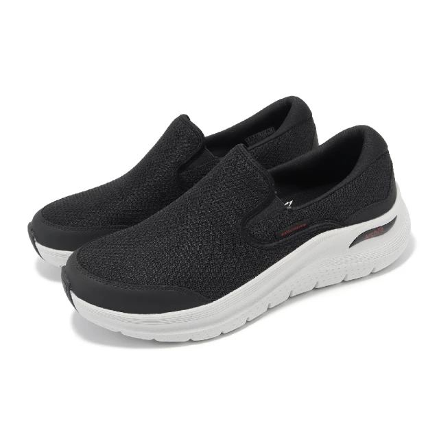 SKECHERSSKECHERS 休閒鞋 Arch Fit 2.0-Vallo 男鞋 黑 灰 無鞋帶 避震 厚底 懶人鞋 健走鞋(232706-BKGY)