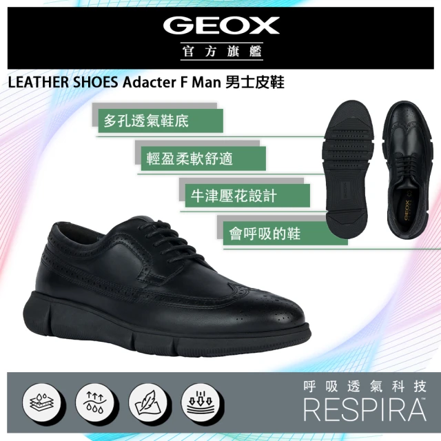 【GEOX】Adacter F Man 男士皮鞋 黑(RESPIRA™ GM3F203-11)