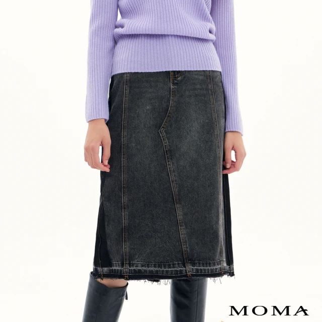 MOMA 翻糖粉撞色格紋鉛筆裙(灰色)優惠推薦