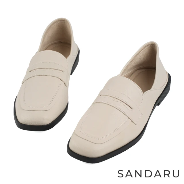 SANDARU 山打努 跟鞋 撞色設計後空高跟瑪莉珍鞋(杏)