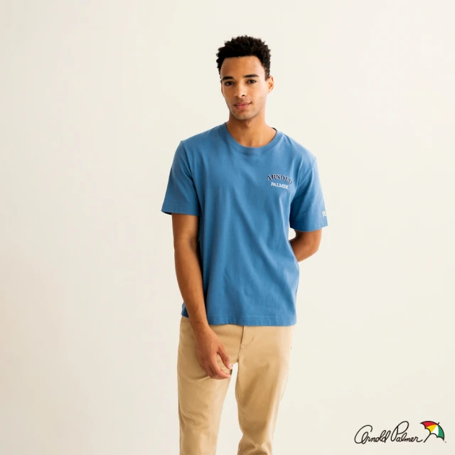 Arnold Palmer 雨傘Arnold Palmer 雨傘 男裝-質感品牌文字刺繡T恤(藍色)