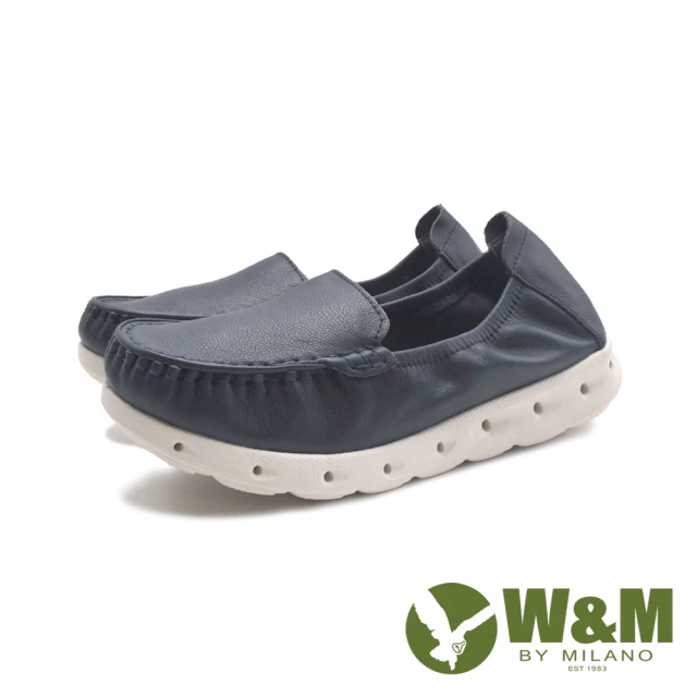 W&M 女 彈力洞洞魚骨造型底檯休閒鞋 女鞋(深藍色)