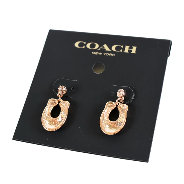 COACH 專櫃款 C字刻面水晶針式耳環-玫瑰金