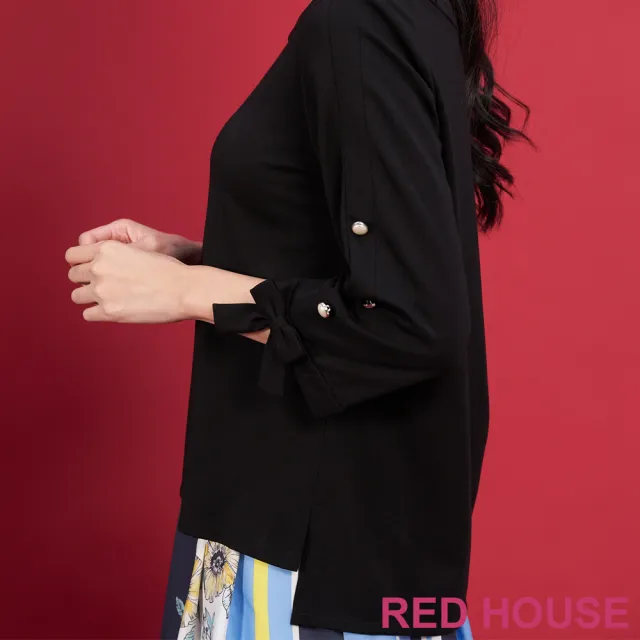 【RED HOUSE 蕾赫斯】珍珠釦七分袖棉T(共2色)