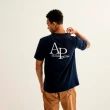 【Arnold Palmer 雨傘】男裝-簡約質感文字T恤(深藍色)