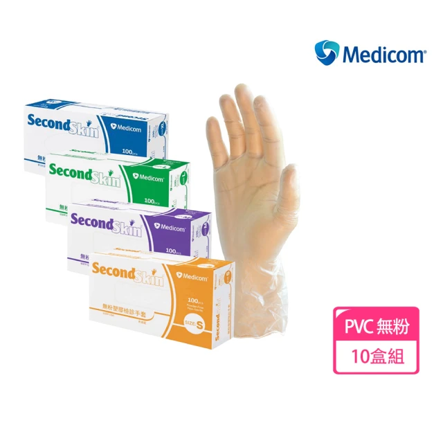 Medicom 麥迪康 PVC無粉塑膠檢診手套 1000入(100入/盒x10盒)