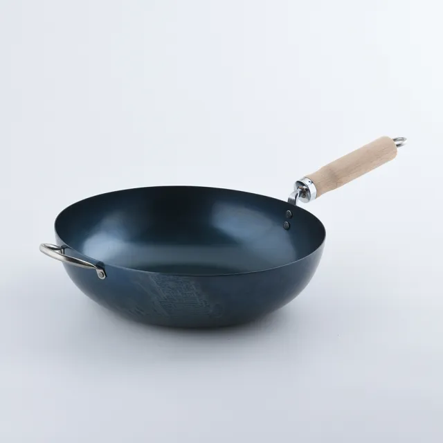 【京都活具】木柄平底深鐵鍋 30cm 日本製 平底鍋 炒鍋 {電磁爐 IH爐可用}(平輸品)