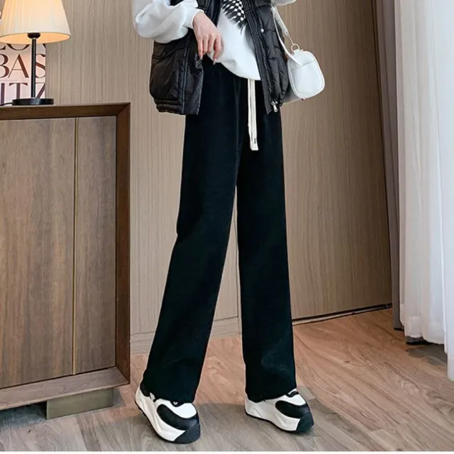 【Everyday select】顯瘦寬鬆百搭直筒休閒褲-薄款S-XL 40-70kgs無口袋(女長褲寬褲闊腿褲)