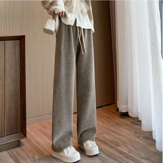 【Everyday select】顯瘦寬鬆百搭直筒休閒褲-薄款S-XL 40-70kgs無口袋(女長褲寬褲闊腿褲)