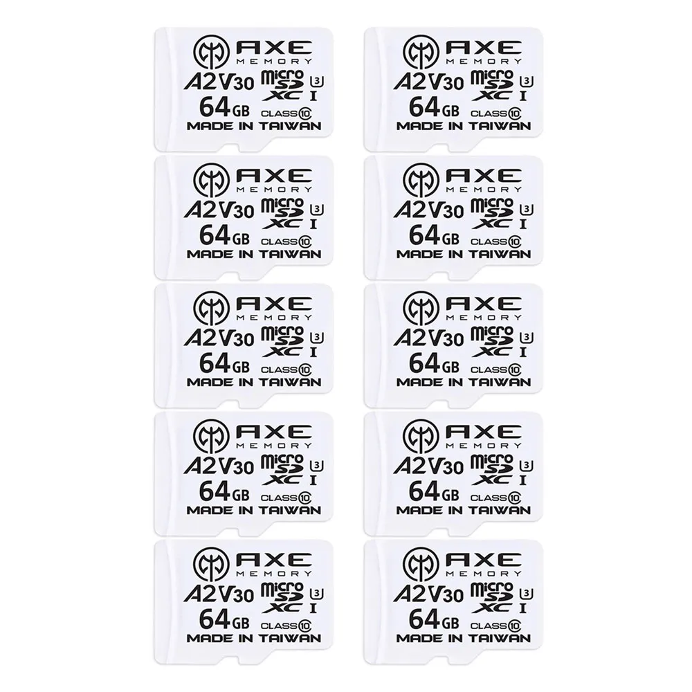 【AXE MEMORY】MicroSDXC 64GBX10入 A2 V30/ UHS-I U3 4K-附轉卡 記憶卡(日本原廠直營)