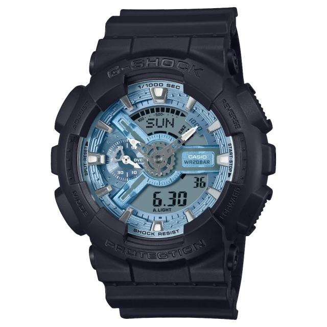 CASIO 卡西歐 G-SHOCK冰藍配色雙顯錶(GA-110CD-1A2)