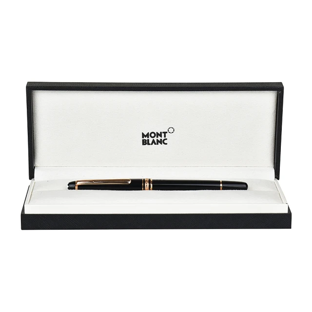 MONTBLANC 萬寶龍 萬寶龍MONT BLANC大班系列鑲嵌六角星LOGO樹脂筆管搭配鍍玫瑰金筆夾鋼珠筆(黑x玫瑰金)