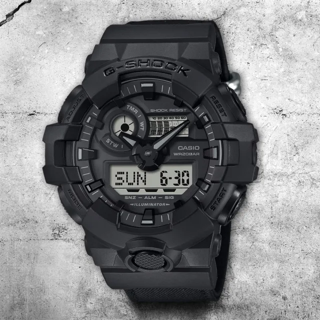 【CASIO 卡西歐】G-SHOCK 尼龍錶帶 雙顯手錶 送禮 禮物 推薦(GA-700BCE-1A)