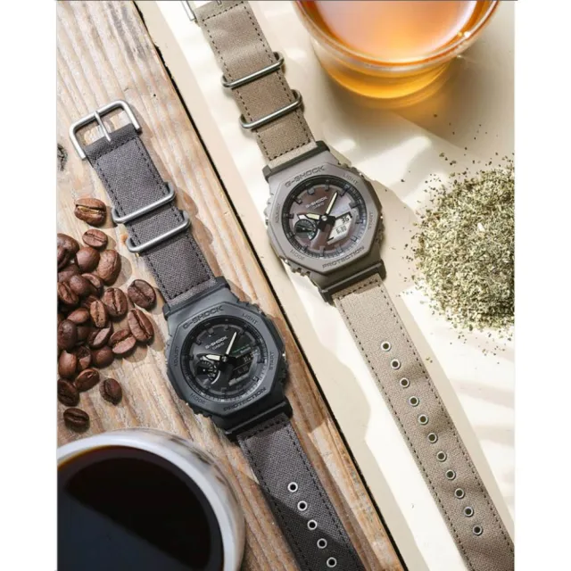 【CASIO 卡西歐】G-SHOCK 太陽能藍芽 八角手錶 環保布質錶帶(GA-B2100CT-1A5)