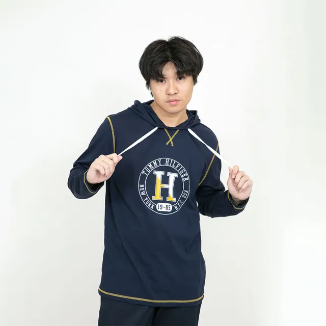 【Tommy Hilfiger】Tommy Hilfiger 薄帽T 縫線 無刷毛 湯米 帽T 大尺碼 上衣(薄帽T9669BZ5)