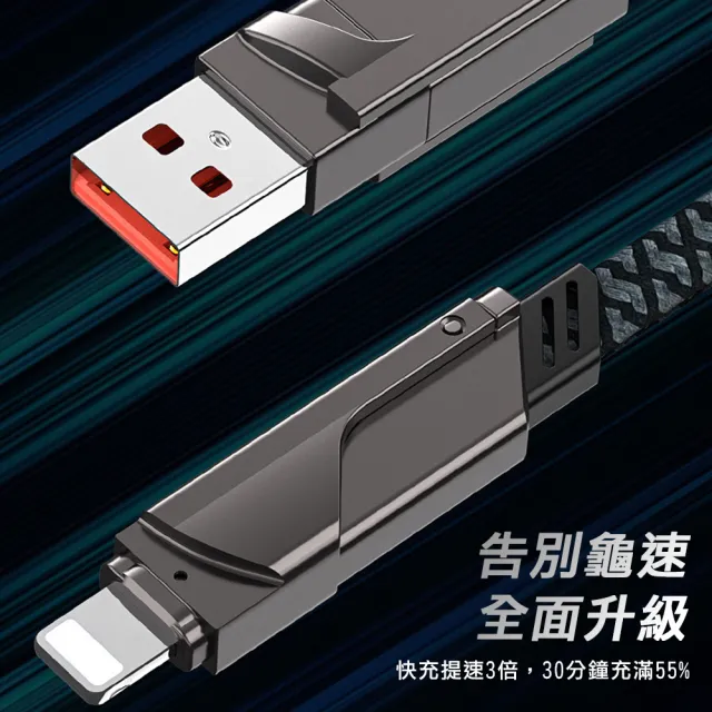 【翊承】TYPE-C/USB-A TO TYPE-C/Lightning 6A四合一鋅合金編織手機快充線  加長二米線長 支援i-15系列