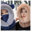 【HaNA 梨花】可愛毛茸極暖系．小熊毛毛耳朵毛帽子圍巾一體保暖護耳防風功能