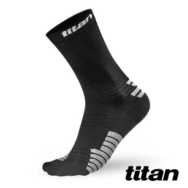 【titan 太肯】薄型跑襪 Elite 中筒_黑色(止滑穩定 ~三鐵愛好者必備)