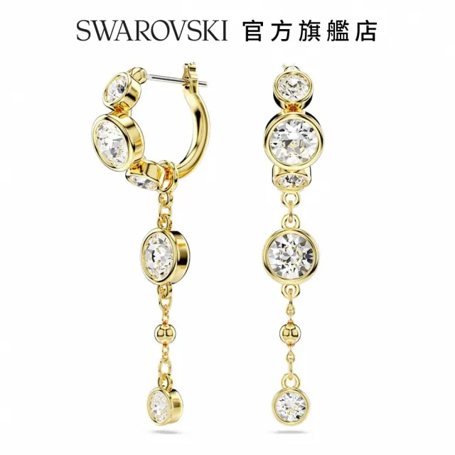 【SWAROVSKI 官方直營】Imber 水滴形耳環圓形切割 白色 多種金屬潤飾