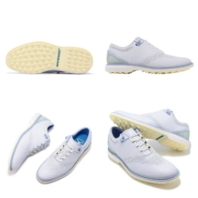【NIKE 耐吉】高爾夫球鞋 Jordan ADG 4 男鞋 白 藍 皮革 緩衝 抓地 爆裂紋 喬丹 運動鞋(DM0103-057)