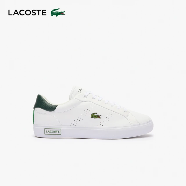 LACOSTE 男鞋-Powercourt 2.0 皮革休閒鞋(白色)