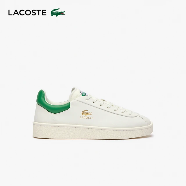 LACOSTELACOSTE 男鞋-Baseshot 優質皮革運動休閒鞋(白/綠色)