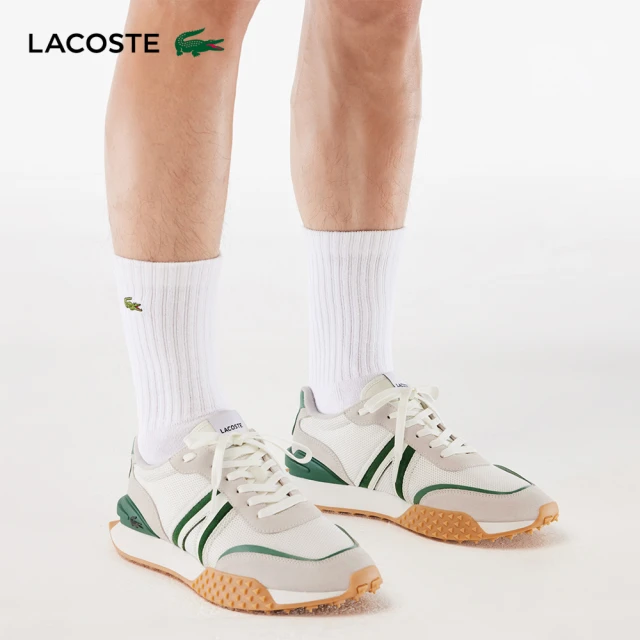 LACOSTELACOSTE 男鞋-L-Spin Deluxe 撞色運動慢跑休閒鞋(白/綠色)