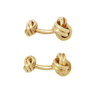 【Tiffany&Co. 蒂芙尼】KNOT系列18K金繩結造型袖扣(金10583039)