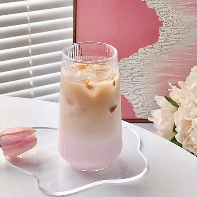 【日日好事】圓弧直條紋玻璃水杯 玻璃杯(水杯 果汁杯 杯子 下午茶杯)