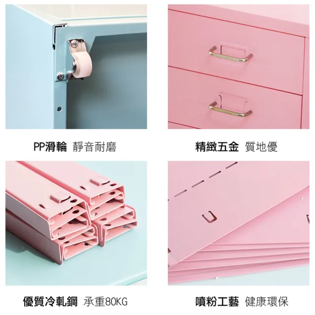 【Ashley House】全鋼板移動式3抽附輪腳抽屜櫃/公文櫃/活動櫃(DIY 四色可選)