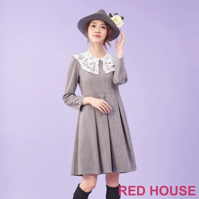 RED HOUSE 蕾赫斯RED HOUSE 蕾赫斯 法式素雅蕾絲領洋裝(灰色)