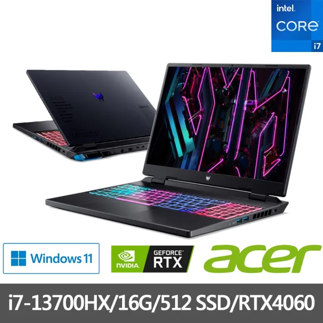 【Acer】Office 2021組★16吋i7 RTX電競筆電(Predator/i7-13700HX/16G/512G/RTX4060/W11/PHN16-71-79C7)