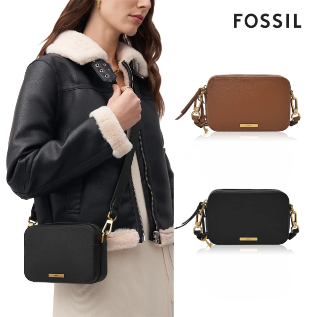 FOSSIL Harwell 真皮馬鞍釦中長夾-咖啡色 SL