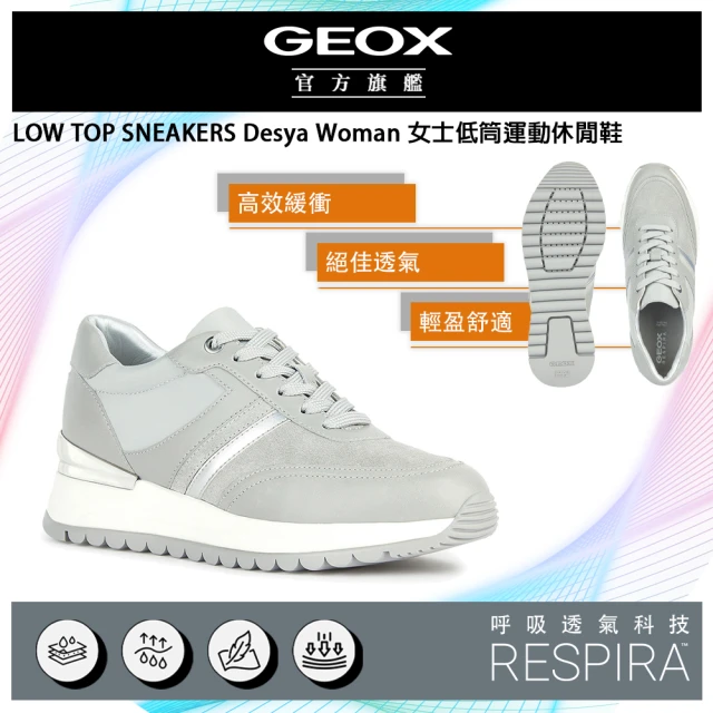 【GEOX】Desya Woman 女士低筒運動休閒鞋 灰/白(RESPIRA™ GW3F106-50)