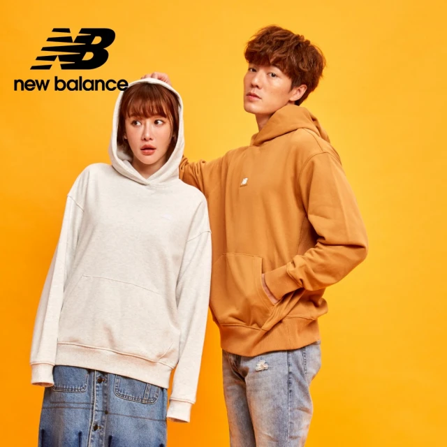 NEW BALANCE NB 羅紋拼接親膚連帽長袖上衣_AMT31502TOB_男性_棕黃色(亞版 版型正常)