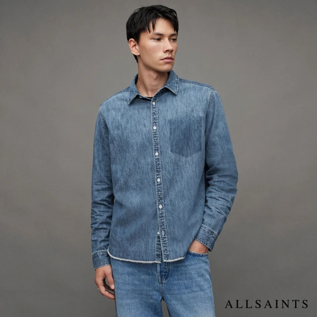 ALLSAINTS SOLAR 寬鬆紋理牛仔長袖襯衫 MR010Z 雙11(舒適版型)