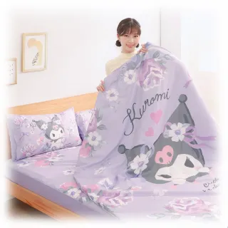 【享夢城堡】單人床包雙人涼被三件組(三麗鷗酷洛米Kuromi 酷迷花漾-紫)